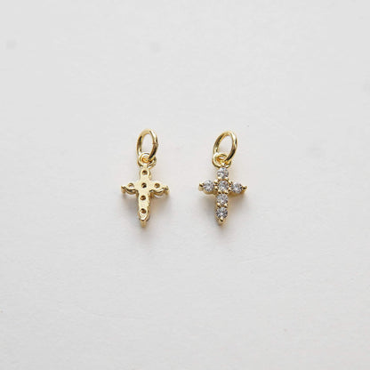 Gold Cross Charms,18K Gold Filled Cross Pendant,CZ Micro Pave Protect Religious Charm Bracelet Necklace for DIY Jewelry Makin