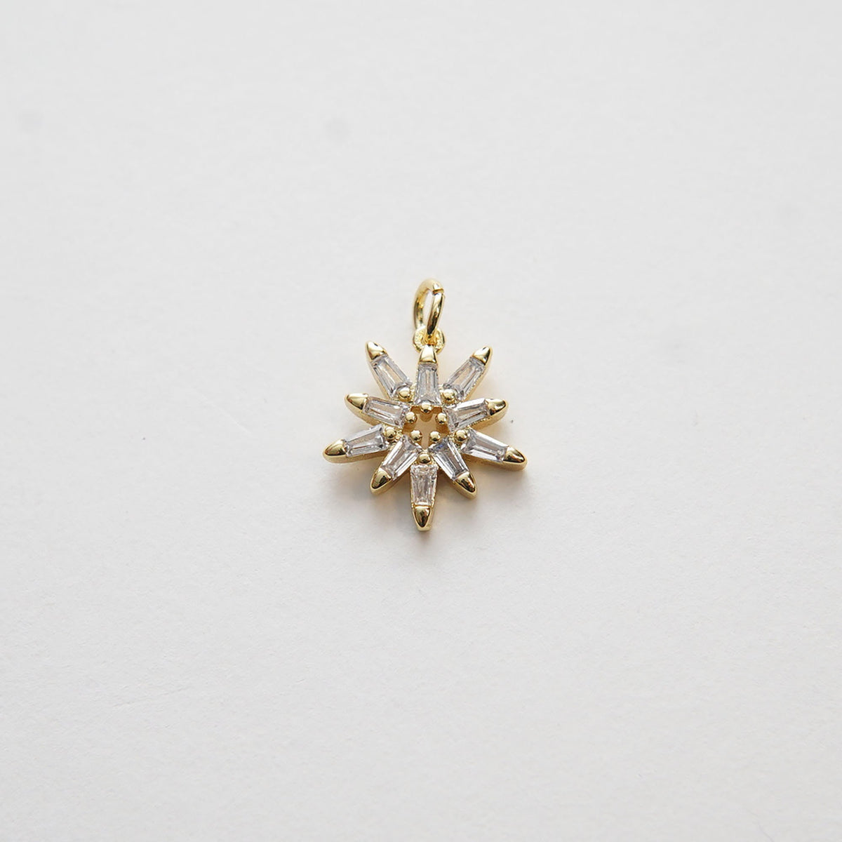 Gold Star Charms,18K Gold Filled Starburst Pendant,CZ North Star Charm Bracelet Necklace for DIY Jewelry Making Supply