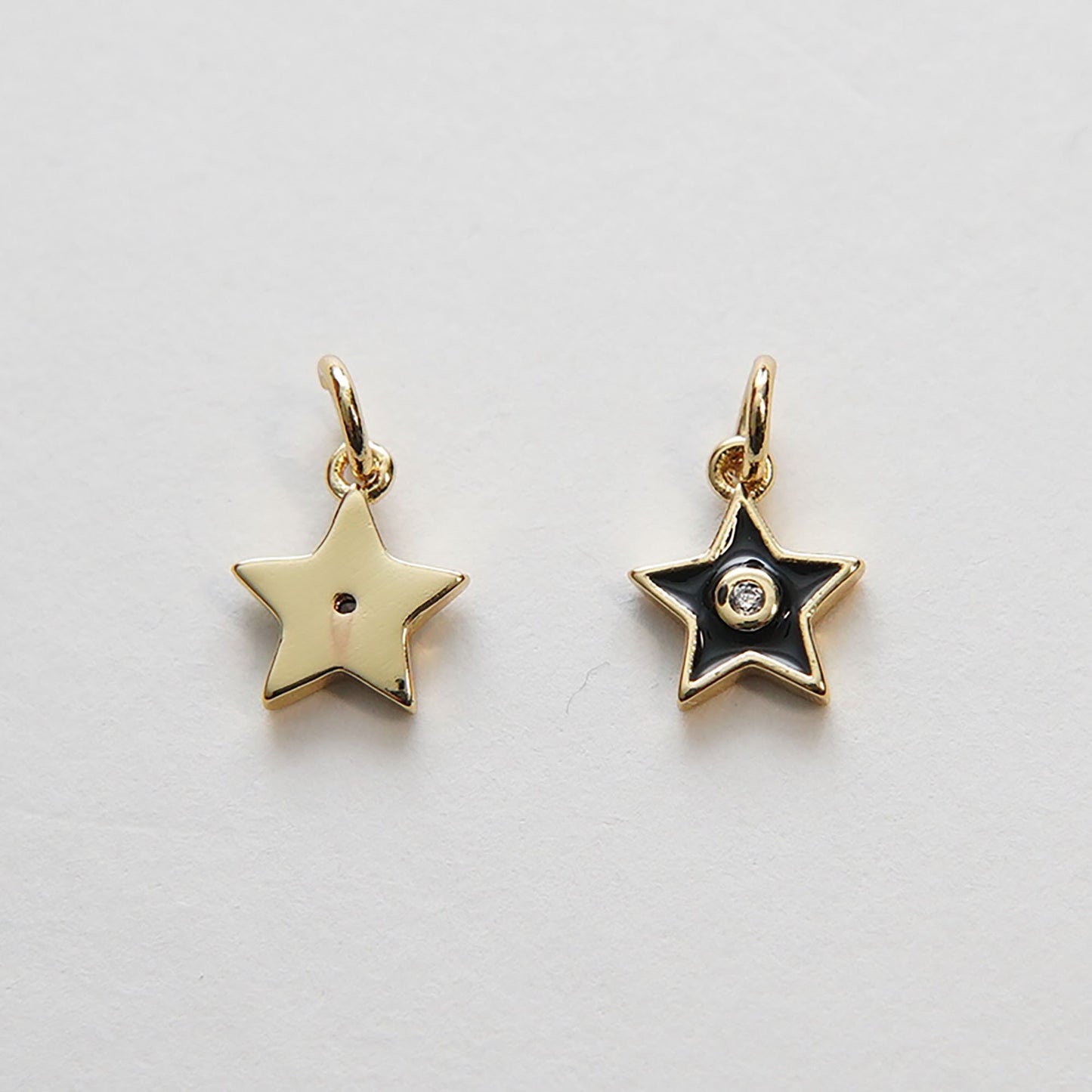 Gold Star Charms,18K Gold Filled CZ Micro Pave Star Pendant,Tiny Enamel Star Charm Bracelet Necklace for DIY Jewelry Making Supply