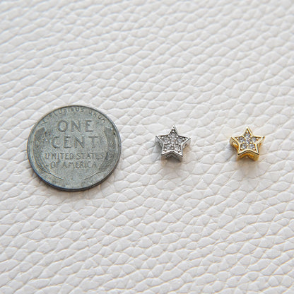 Gold Star Charms,18K Gold Filled CZ Micro Pave Star Pendant,Tiny Star Charm Bracelet Necklace for DIY Jewelry Making Supply