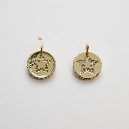 18K Gold Filled Star CZ Charm Pendant for Jewelry Making