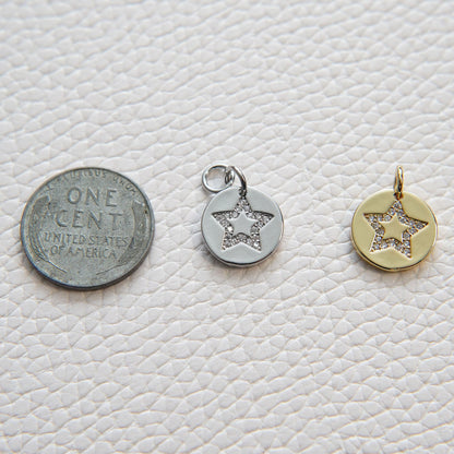 18K Gold Filled Star CZ Charm Pendant for Jewelry Making