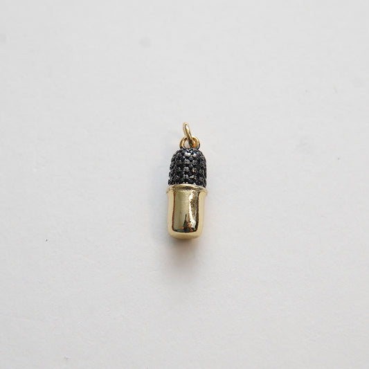 Gold Pill Charms,18K Gold Filled Capsule Pendant,Black Capsule Charm Bracelet Necklace for DIY Jewelry Making Supply