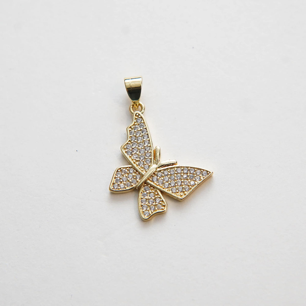 18K Gold Filled Cubic Zirconia Butterfly Charm Pendant for Jewelry Making