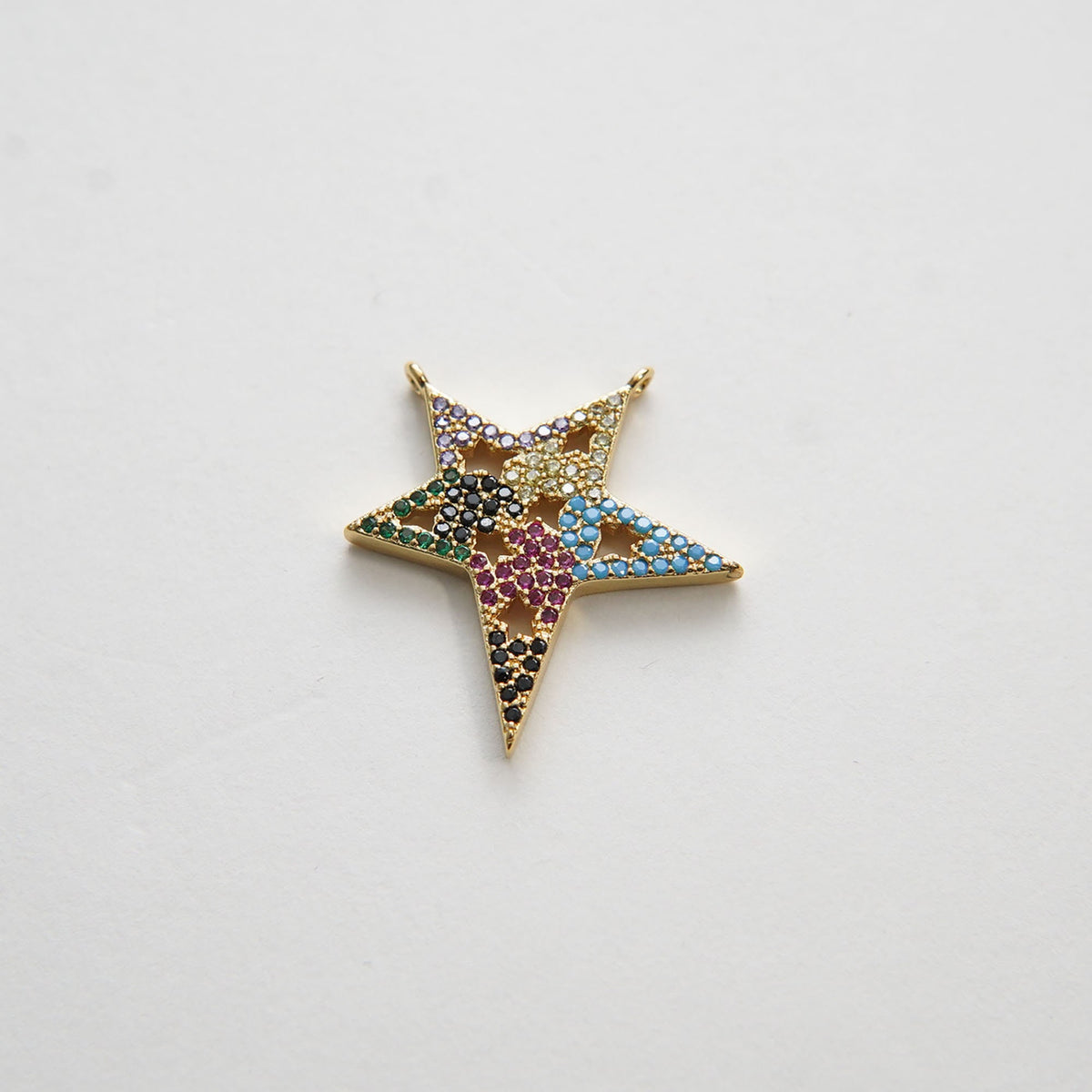 Gold Star Charms,18K Gold Filled CZ Micro Pave Star Pendant,Star Charm Bracelet Necklace for DIY Jewelry Making Supply