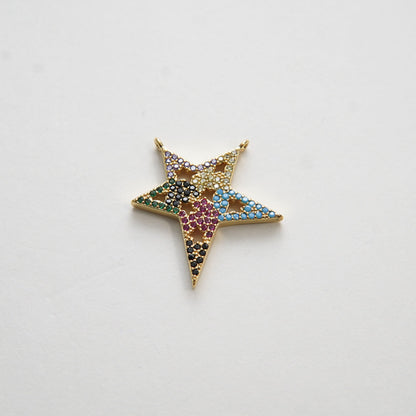 Gold Star Charms,18K Gold Filled CZ Micro Pave Star Pendant,Star Charm Bracelet Necklace for DIY Jewelry Making Supply