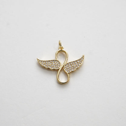 18K Gold Filled Angel CZ Charm Pendant for Jewelry Making