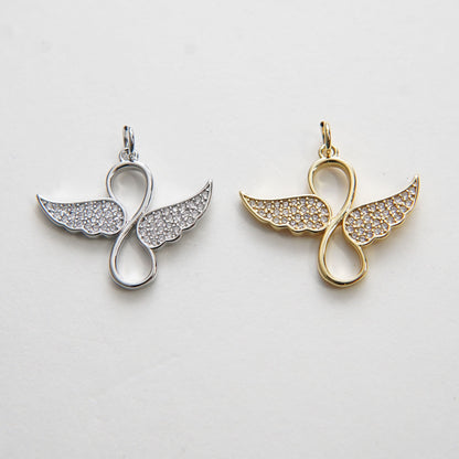 18K Gold Filled Angel CZ Charm Pendant for Jewelry Making