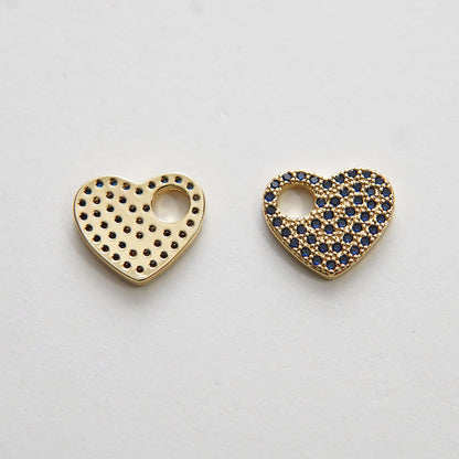 18K Gold Filled Heart CZ Charm Pendant for Jewelry Making