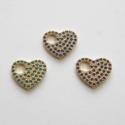 18K Gold Filled Heart CZ Charm Pendant for Jewelry Making
