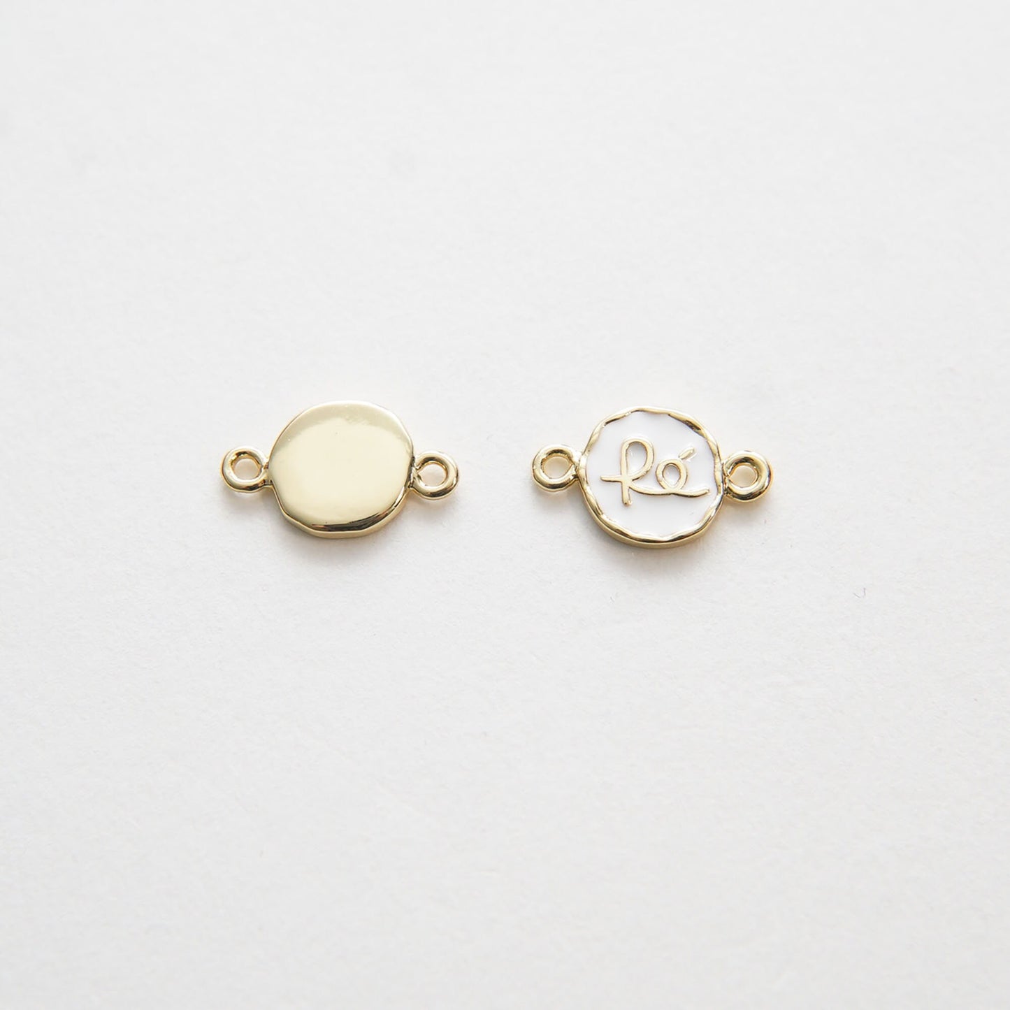 Gold Fe Charms,18K Gold Filled Round Connector Pendant,Enamel Charm Bracelet Necklace for DIY Jewelry Making Supply