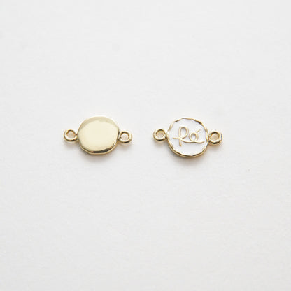 Gold Fe Charms,18K Gold Filled Round Connector Pendant,Enamel Charm Bracelet Necklace for DIY Jewelry Making Supply