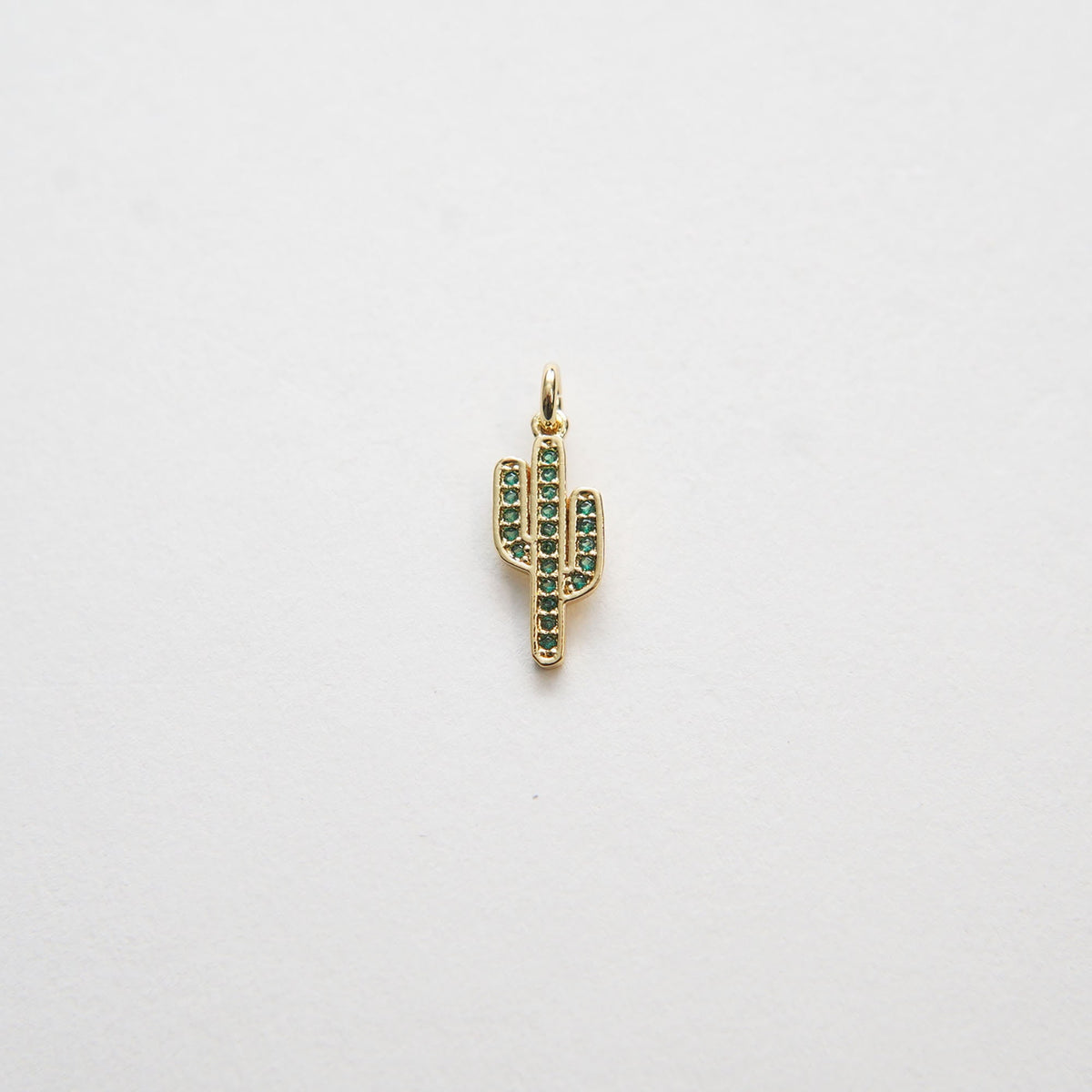 Gold Cactus Charms,18K Gold Filled CZ Micro Pave Cactus Pendant,Desert Charm Bracelet Necklace for DIY Jewelry Making Supply