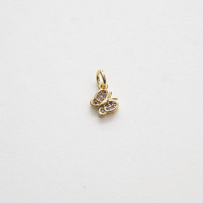 Gold Butterfly Charms,18K Gold Filled Butterfly Pendant,CZ Micro Pave Butterfly Charm Bracelet Necklace for DIY Jewelry Makin