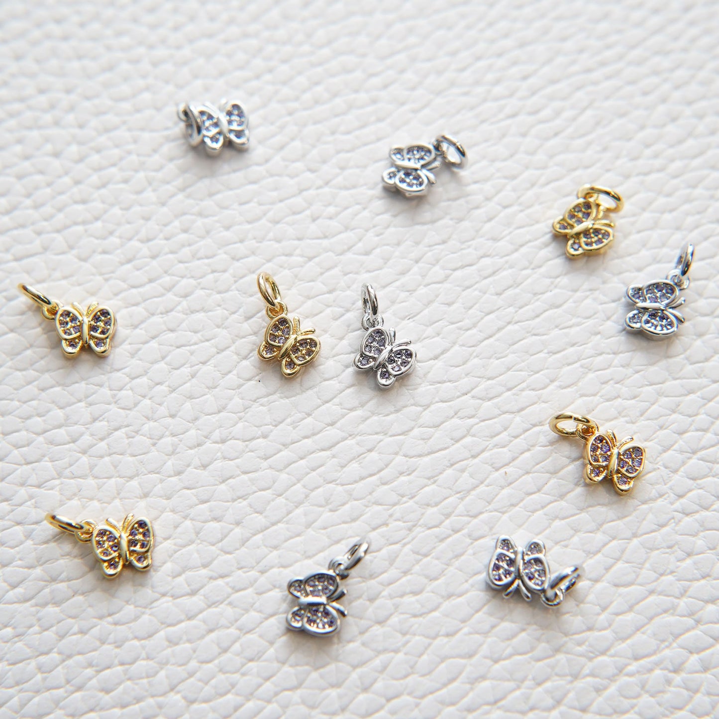 Gold Butterfly Charms,18K Gold Filled Butterfly Pendant,CZ Micro Pave Butterfly Charm Bracelet Necklace for DIY Jewelry Making Supply