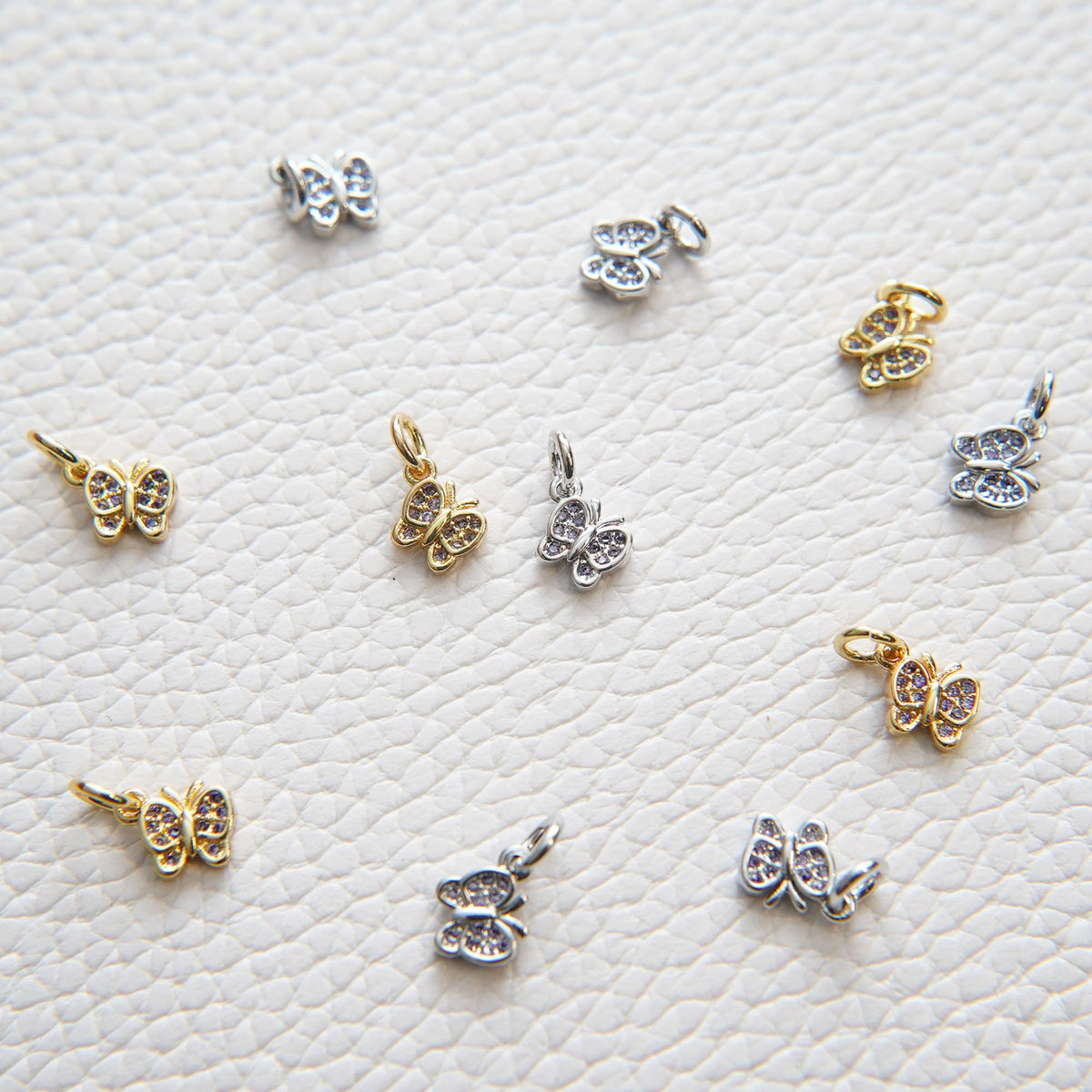 Gold Butterfly Charms,18K Gold Filled Butterfly Pendant,CZ Micro Pave Butterfly Charm Bracelet Necklace for DIY Jewelry Makin