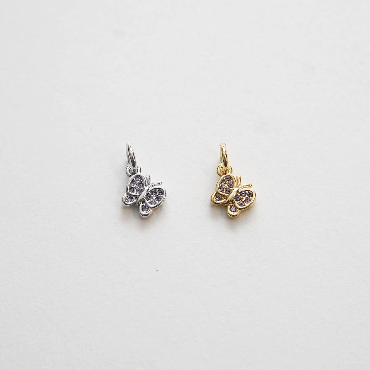 Gold Butterfly Charms,18K Gold Filled Butterfly Pendant,CZ Micro Pave Butterfly Charm Bracelet Necklace for DIY Jewelry Makin