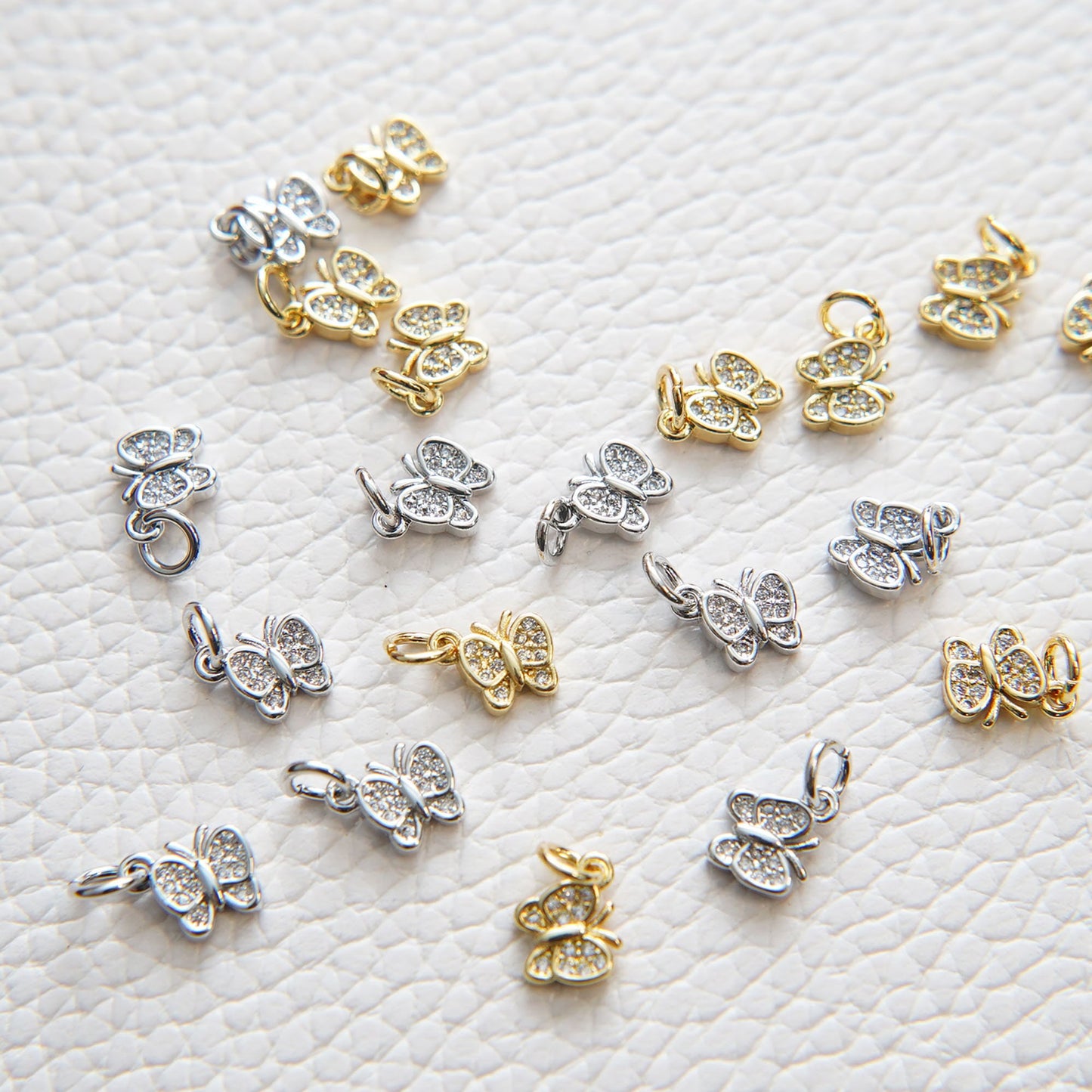 Gold Tiny Butterfly Charms,18K Gold Filled Butterfly Pendant,CZ Micro Pave Butterfly Charm Bracelet Necklace for DIY Jewelry Making Supply