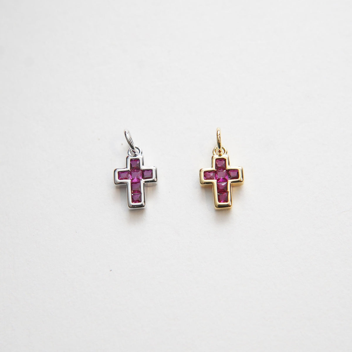 Gold Cross Charms,18K Gold Filled Cross Pendant,CZ Micro Pave Protect Religious Charm Bracelet Necklace for DIY Jewelry Makin