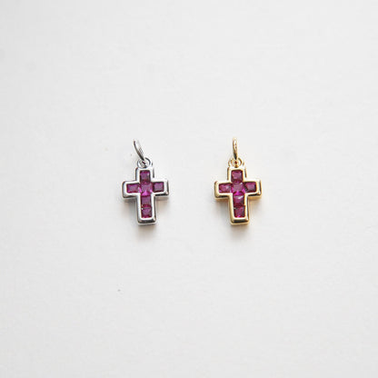 Gold Cross Charms,18K Gold Filled Cross Pendant,CZ Micro Pave Protect Religious Charm Bracelet Necklace for DIY Jewelry Makin