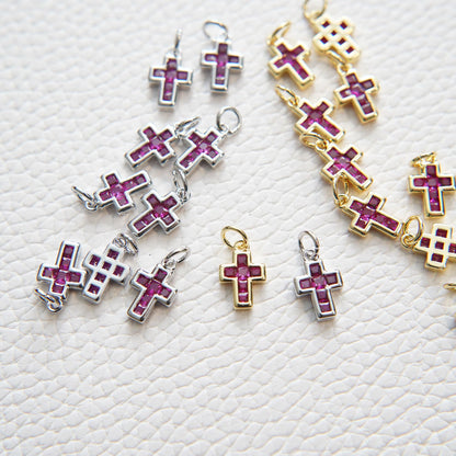 Gold Cross Charms,18K Gold Filled Cross Pendant,CZ Micro Pave Protect Religious Charm Bracelet Necklace for DIY Jewelry Makin