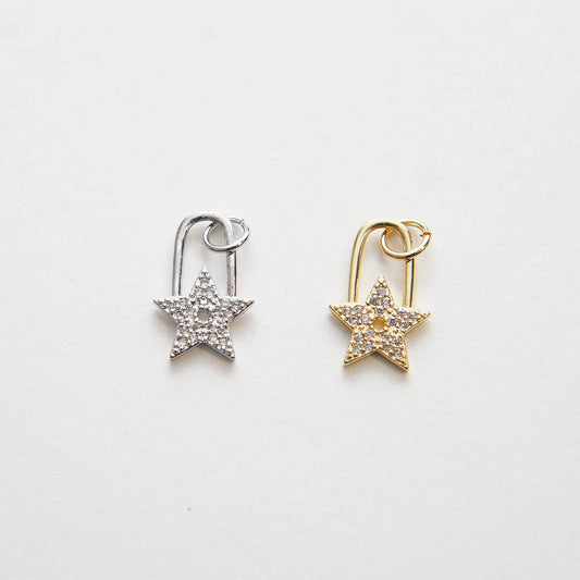 Gold Star Charms,18K Gold Filled Star Pendant,CZ Micro Pave Star Charm Bracelet Necklace for DIY Jewelry Making Supply