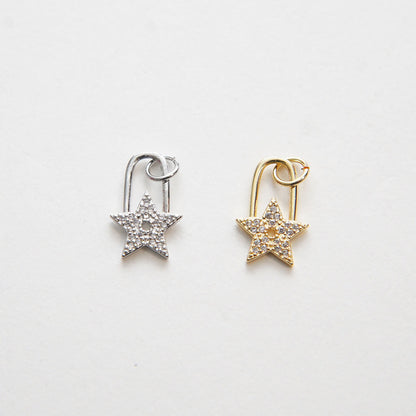 Gold Star Charms,18K Gold Filled Star Pendant,CZ Micro Pave Star Charm Bracelet Necklace for DIY Jewelry Making Supply