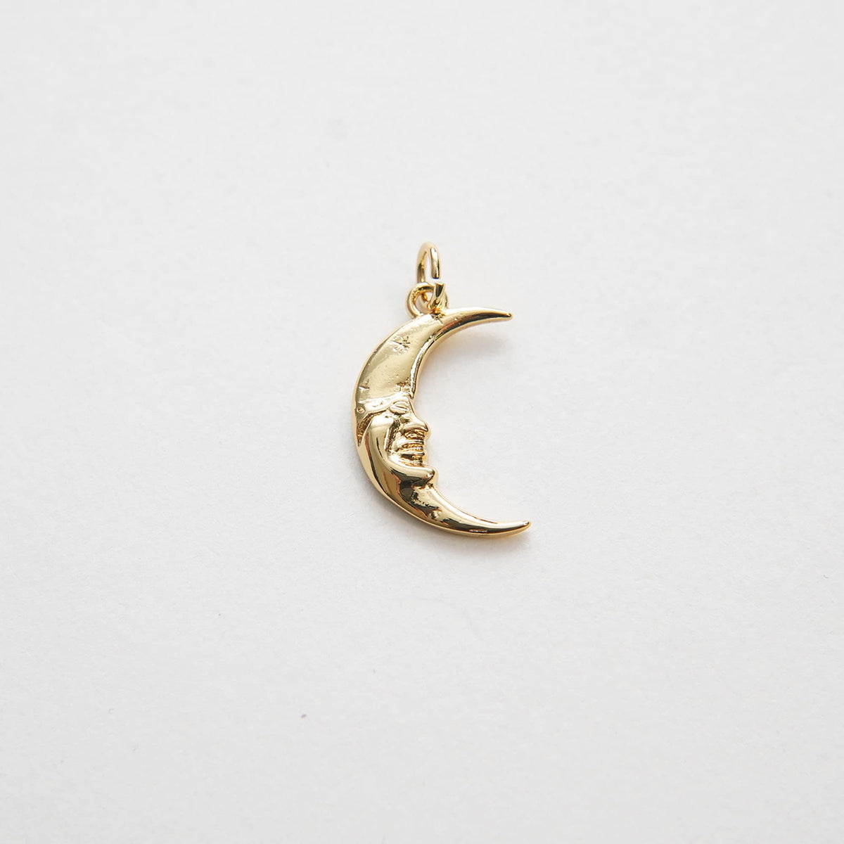 Gold Moon Charms,18K Gold Filled Moon Face Pendant,CZ Micro Pave Celestial Charm Bracelet Necklace for DIY Jewelry Making Sup