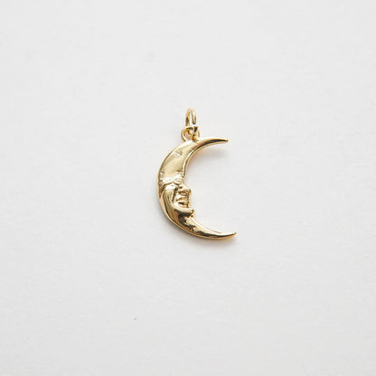 Gold Moon Charms,18K Gold Filled Moon Face Pendant,CZ Micro Pave Celestial Charm Bracelet Necklace for DIY Jewelry Making Sup