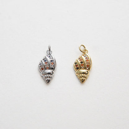 Gold Conch Charms,18K Gold Filled Conch Shell Pendant,Silver Conch Shell Charm Bracelet Necklace for DIY Jewelry Making Suppl