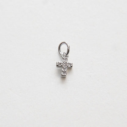 18K Gold Filled Cubic Zirconia Cross Charm Pendant for Jewelry Making