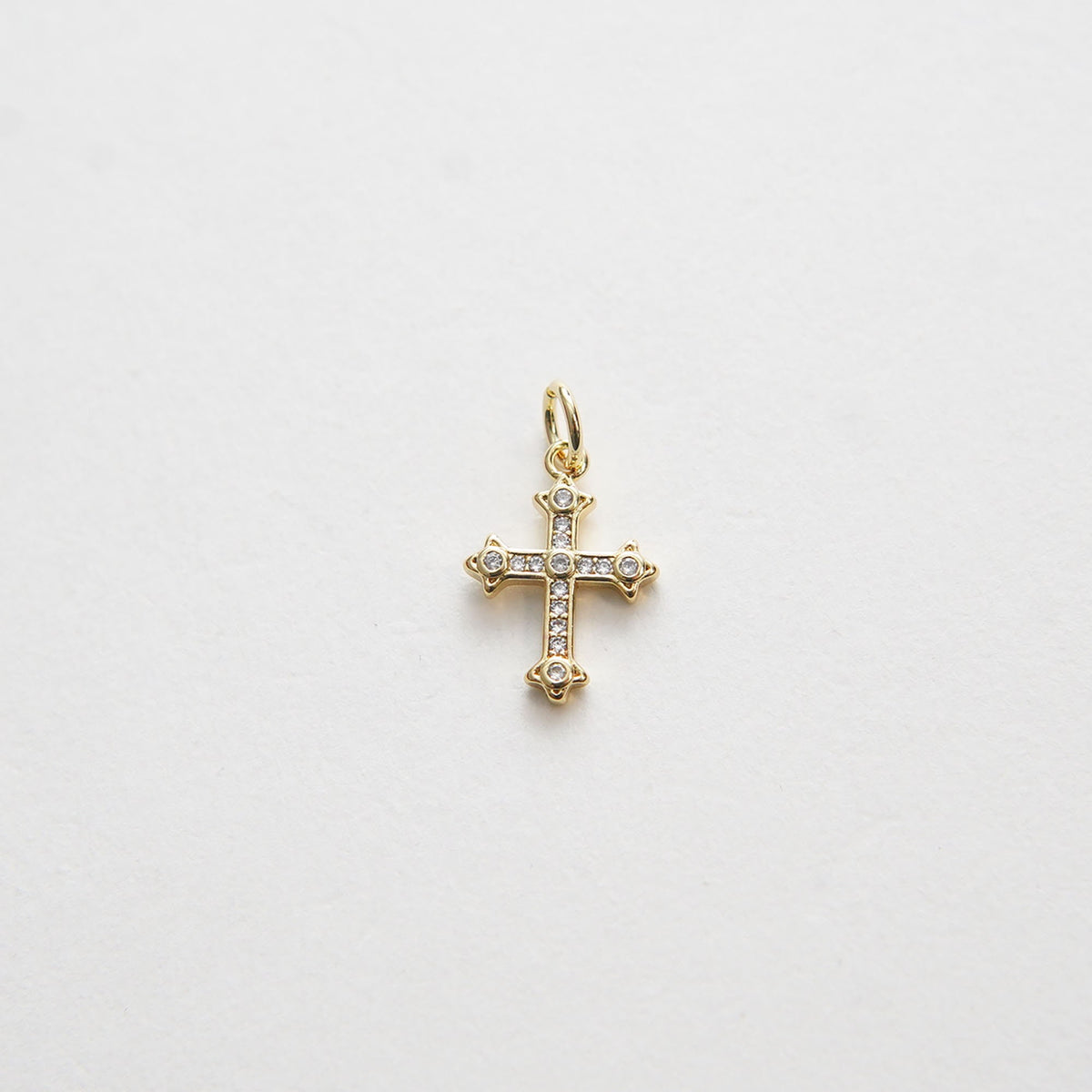 18K Gold Filled Cross CZ Charm Pendant for Jewelry Making