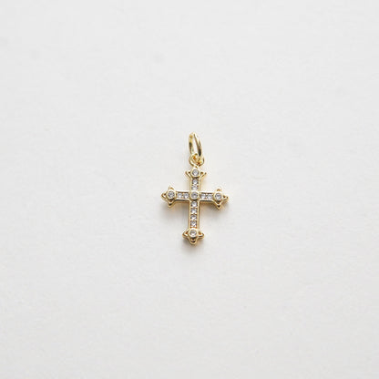 18K Gold Filled Cross CZ Charm Pendant for Jewelry Making