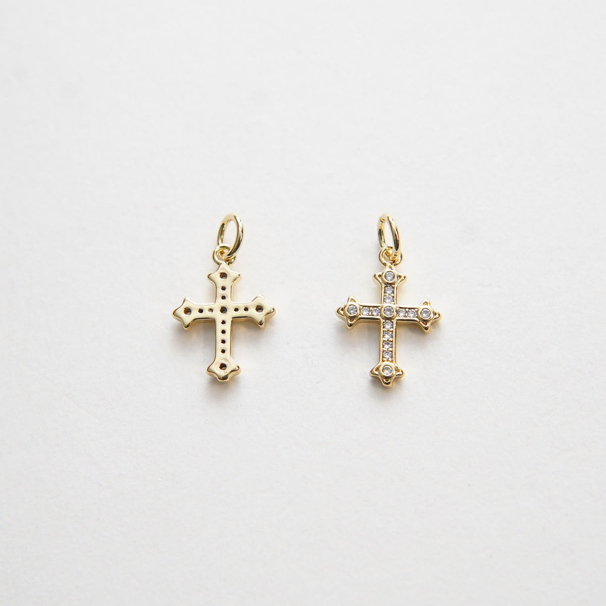 18K Gold Filled Cross CZ Charm Pendant for Jewelry Making