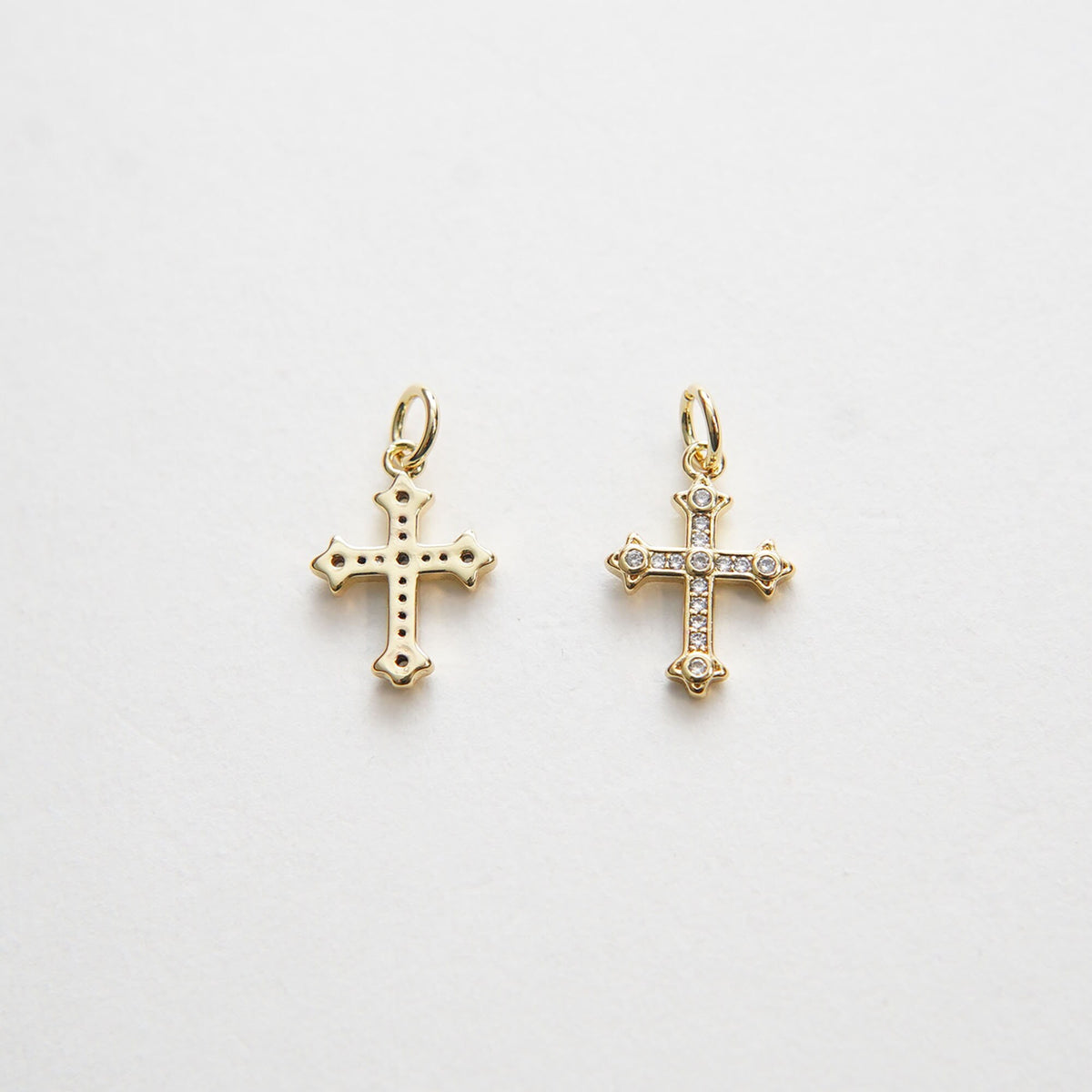 Gold Cross Charms,18K Gold Filled Cross Pendant,CZ Micro Pave Protect Religious Charm Bracelet Necklace for DIY Jewelry Makin