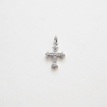 18K Gold Filled Cross CZ Charm Pendant for Jewelry Making
