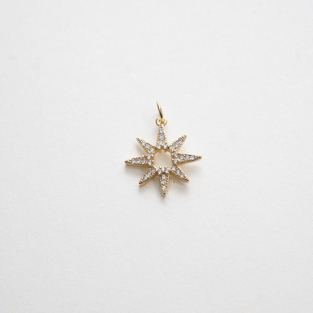 Gold Sun Charms,18K Gold Filled Starburst Pendant,CZ Sun Charm Bracelet Necklace for DIY Jewelry Making Supply