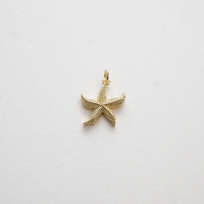 Gold Starfish Charms,18K Gold Filled Sea star Pendant,Starfish Charm Bracelet Necklace for DIY Jewelry Making Supply