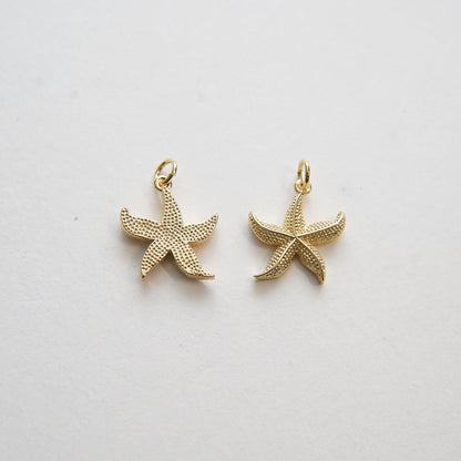 Gold Starfish Charms,18K Gold Filled Sea star Pendant,Starfish Charm Bracelet Necklace for DIY Jewelry Making Supply