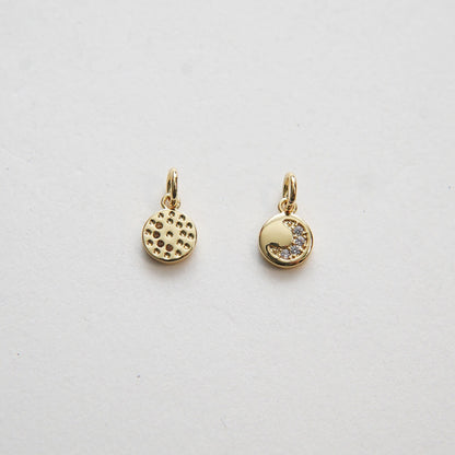 18K Gold Filled Moon CZ Charm Pendant for Jewelry Making