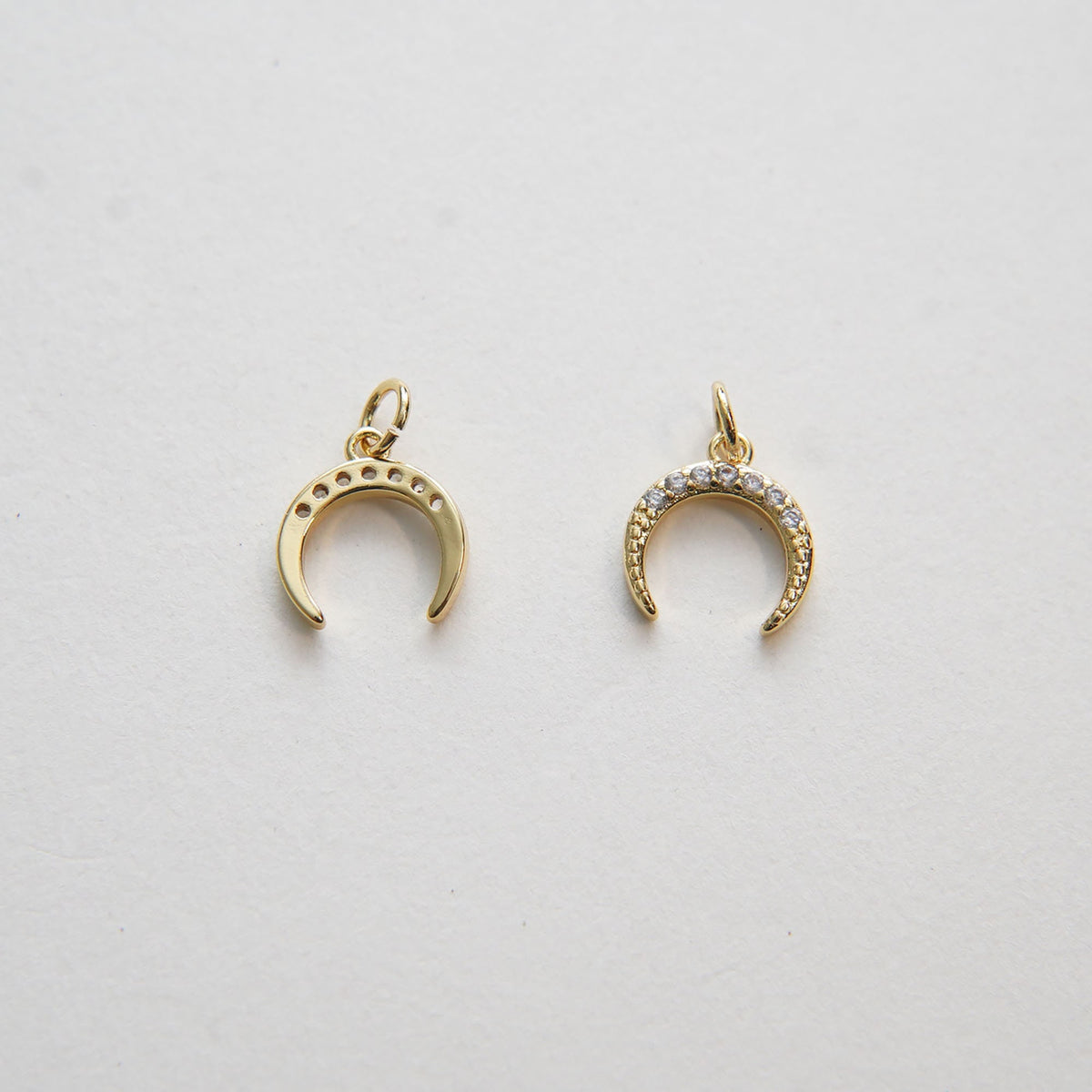 Gold Moon Charms,18K Gold Filled Crescent Pendant,CZ Micro Pave Celestial Charm Bracelet Necklace for DIY Jewelry Making Supp