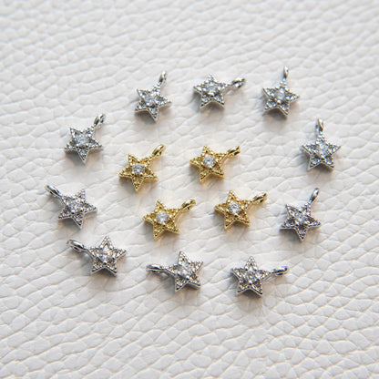 Gold Star Charms,18K Gold Filled Star Pendant,Silver Star Charm Bracelet Necklace for DIY Jewelry Making Supply