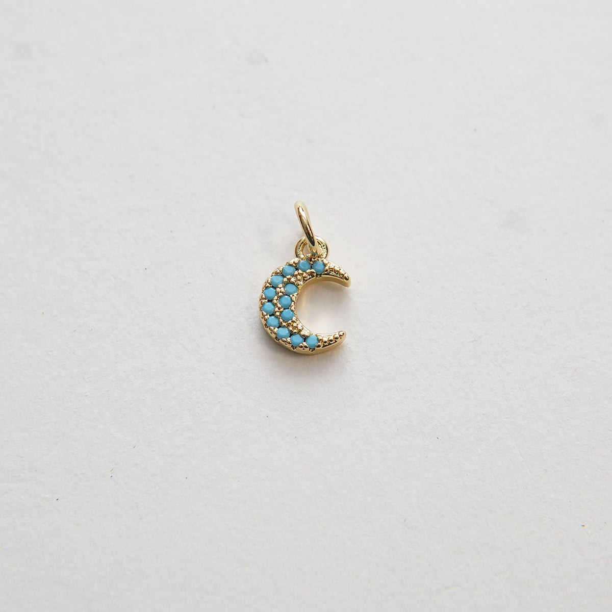 Gold Moon Charms,18K Gold Filled Moon Pendant,Turquoise Celestial Charm Bracelet Necklace for DIY Jewelry Making Supply