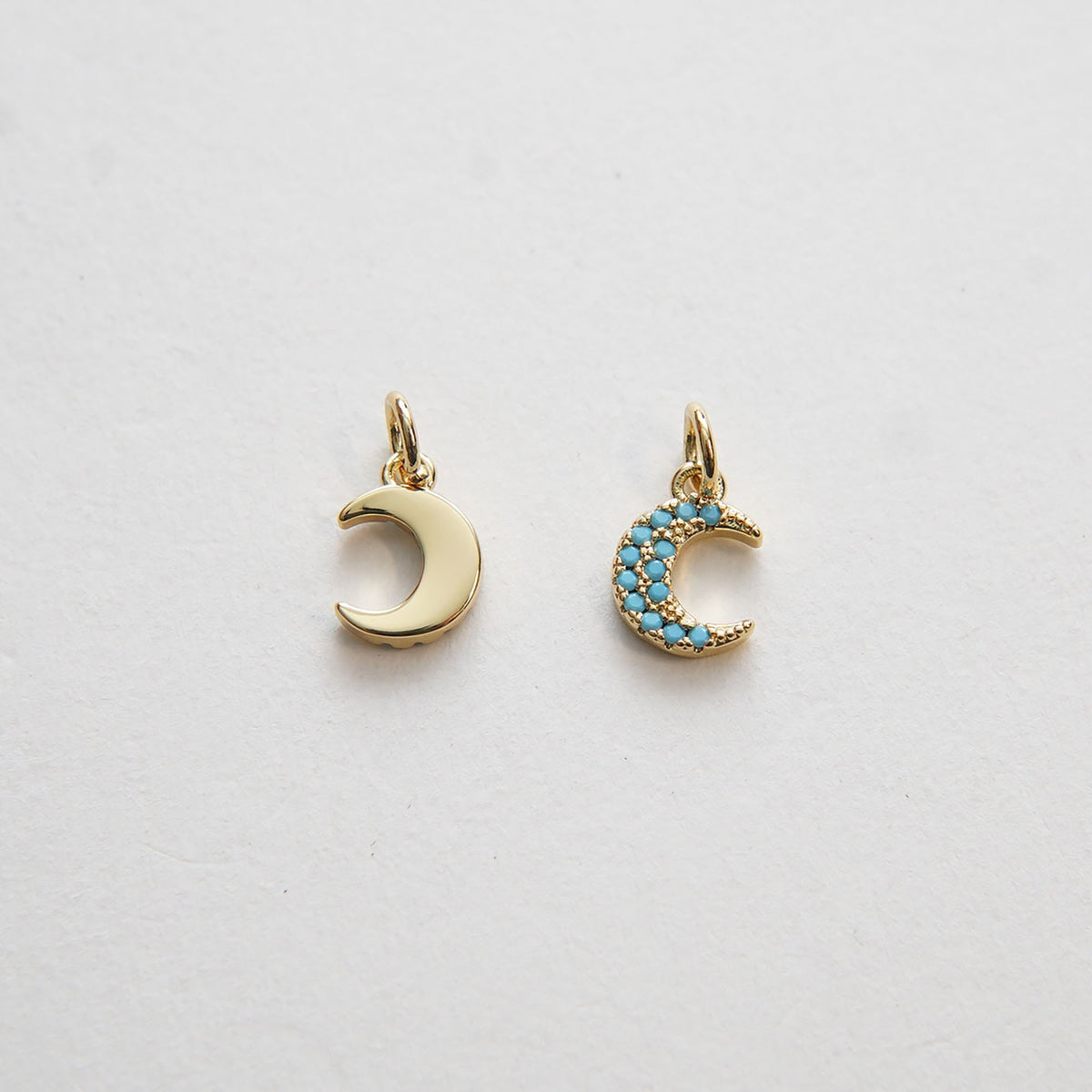18K Gold Filled Moon Turquoise Charm Pendant for Jewelry Making