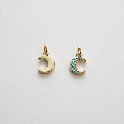 18K Gold Filled Moon Turquoise Charm Pendant for Jewelry Making