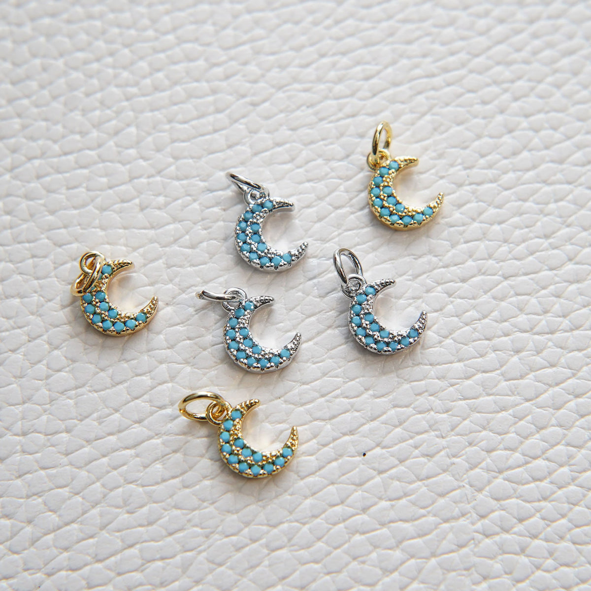 18K Gold Filled Moon Turquoise Charm Pendant for Jewelry Making