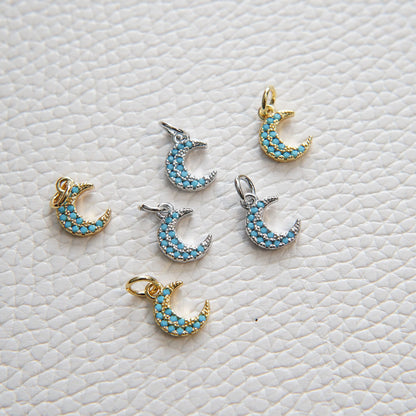 18K Gold Filled Moon Turquoise Charm Pendant for Jewelry Making