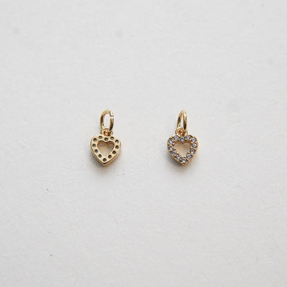 Gold Tiny Heart Charms,18K Gold Filled Heart Pendant,CZ Micro Pave Heart Charm Bracelet Necklace for DIY Jewelry Making Suppl