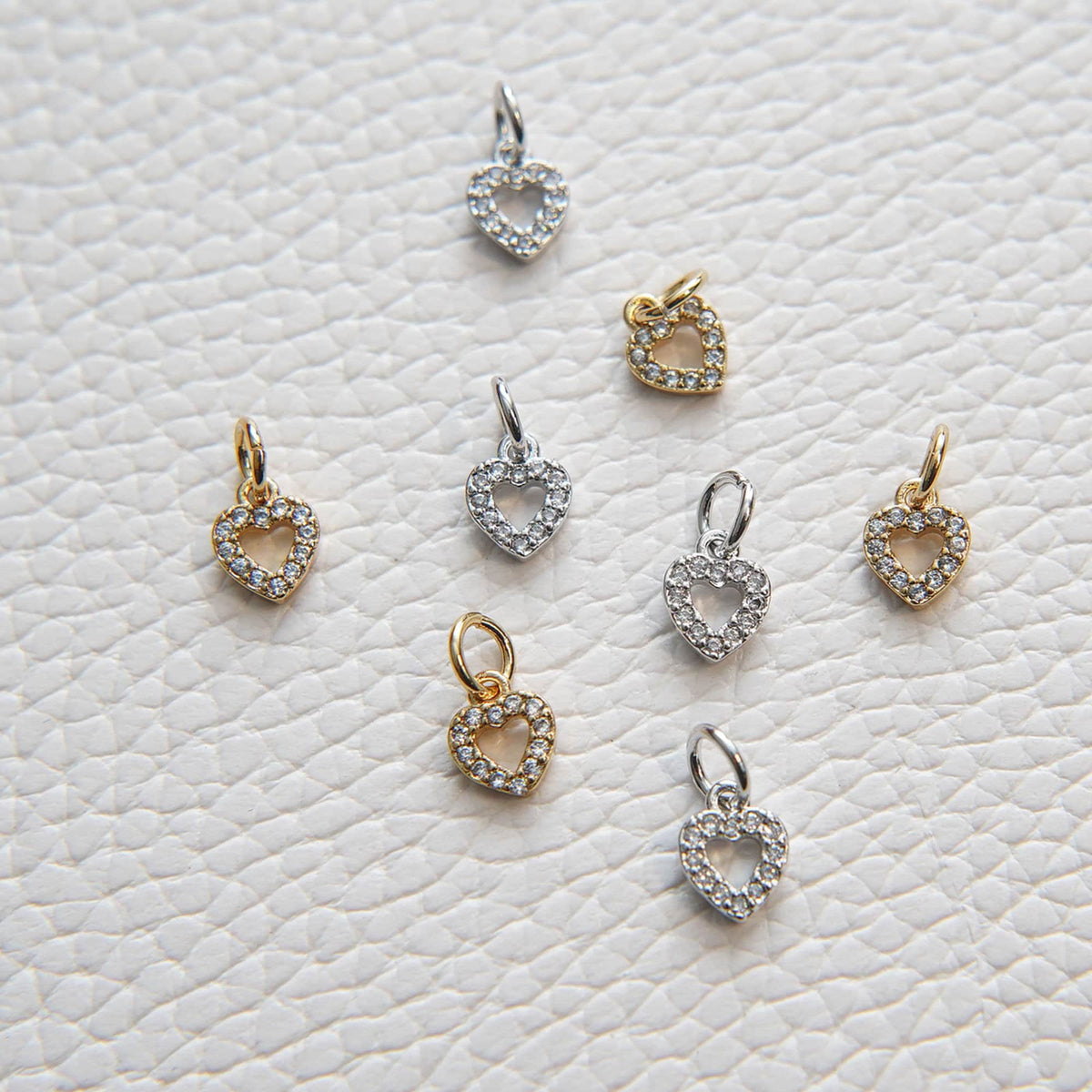 Gold Tiny Heart Charms,18K Gold Filled Heart Pendant,CZ Micro Pave Heart Charm Bracelet Necklace for DIY Jewelry Making Suppl