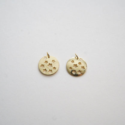 Gold Star Charms,18K Gold Filled Round Star Pendant,Silver Star Charm Bracelet Necklace for DIY Jewelry Making Supply